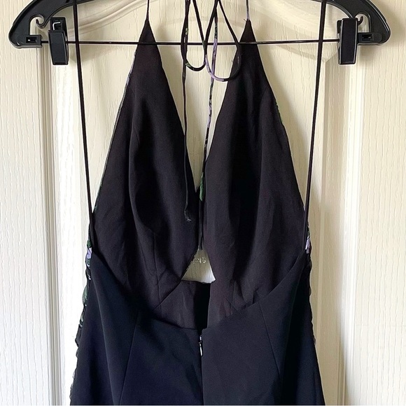 Carolina Herrera Floral Silk Chiffon Cutout Halter Maxi Gown Black Multi 4 NWT - Picture 6 of 10